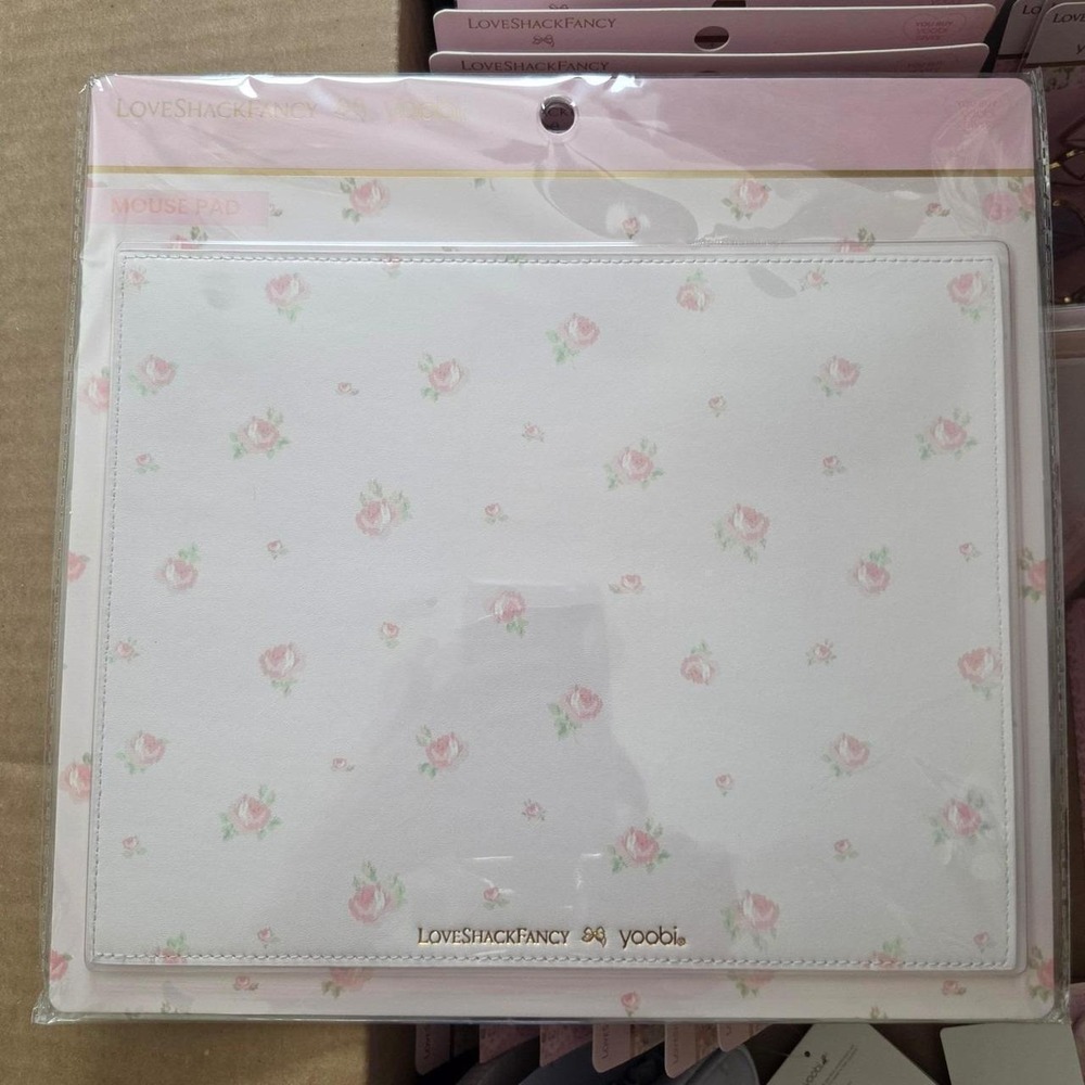 LoveShackFancy xYoobi Mouse Pad OS White New Floral Rose Faux Leather Desk Decor